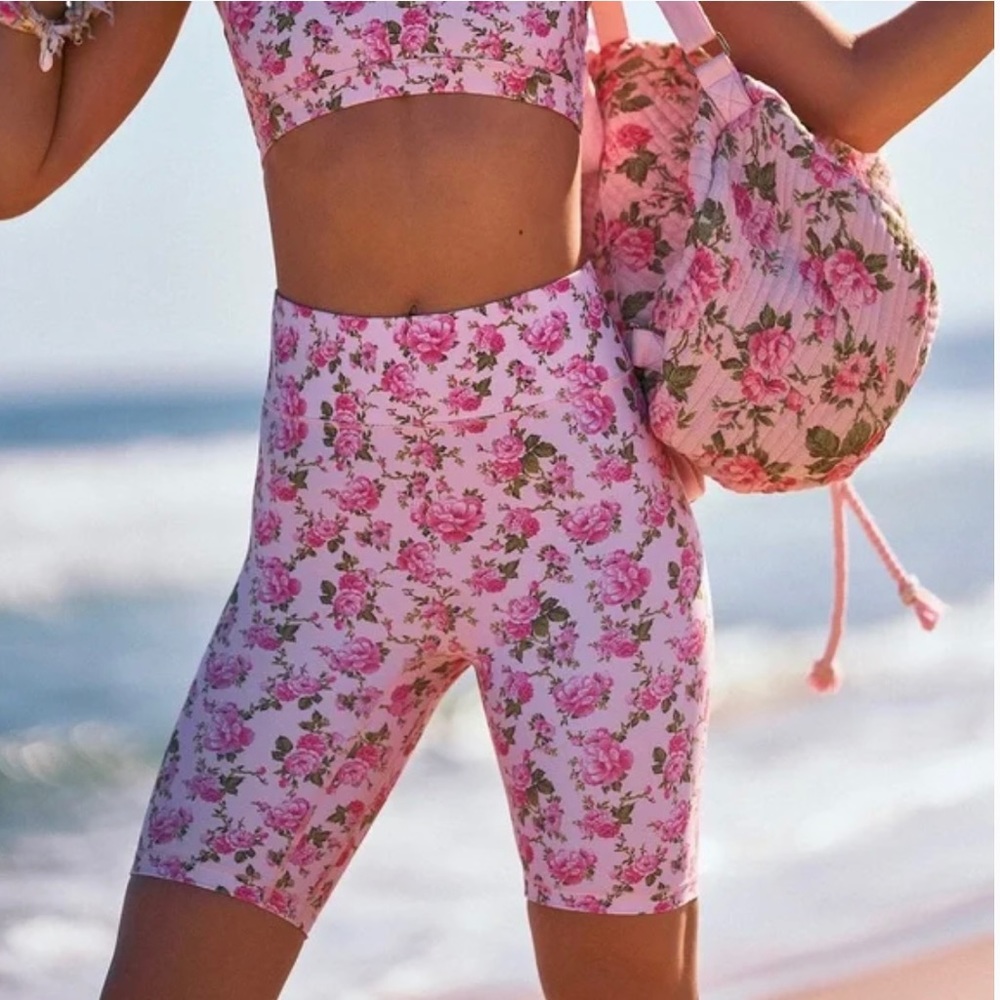 LoveShackFancy x Bandier Peony Garden Bike Shorts NWOT size L